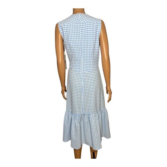 Calvin Klein Women’s Blue Gingham  Sleeveless Front Knot Midi Dress size 10 NWT - Picture 4 of 10